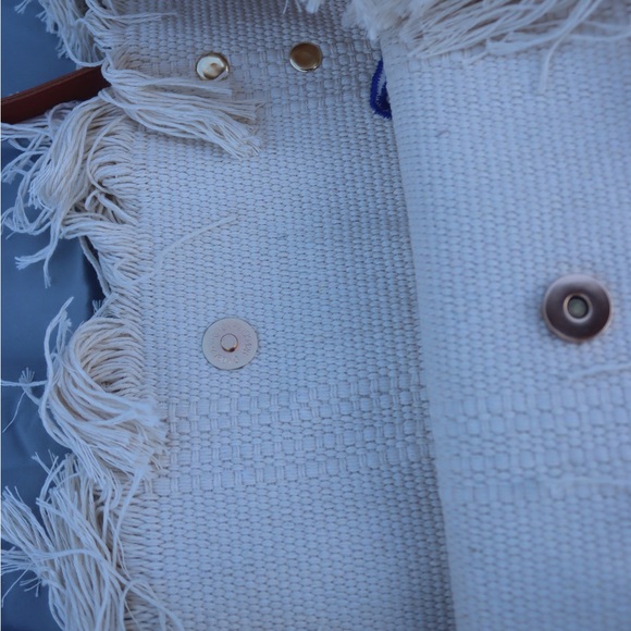 Summer Vibes Canvas Tote Bag Beach Bag White Navy. NWT - Picture 7 of 8